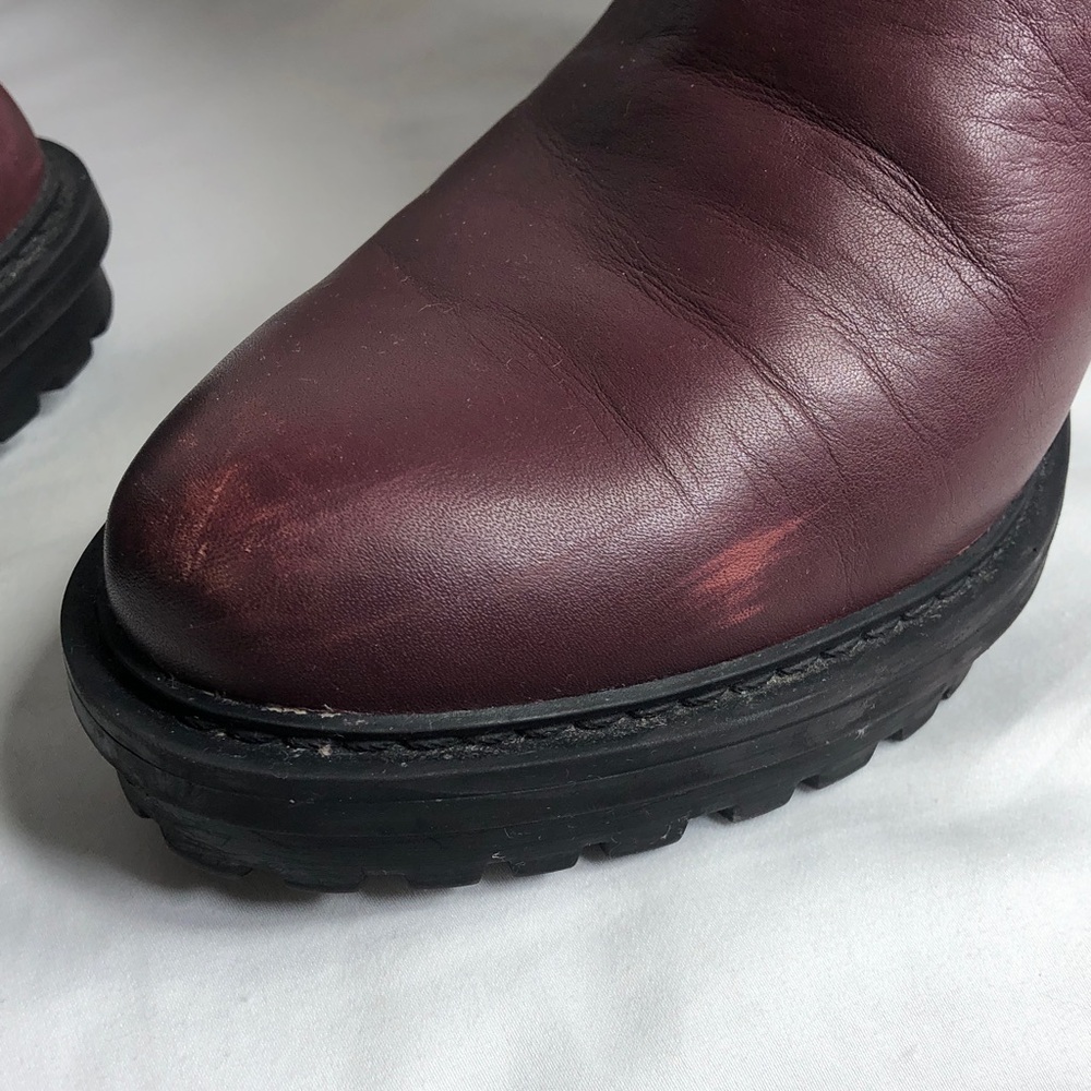 Lucky Brand Women's Wine Leather Block Heel Ankle Bajax Boots, Size 8 1/2M - Picture 7 of 11